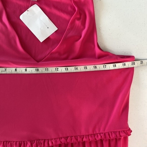 Tommy Hilfiger V-Neck Tiered Ruffle Sleeveless Shift Dress Flowy Barbiecore - Picture 13 of 16